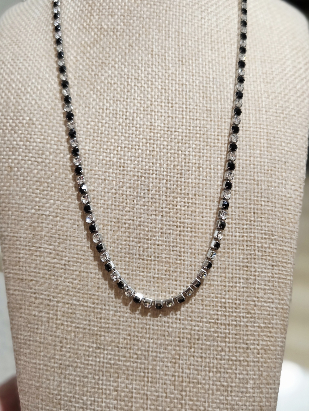 Black and Clear Tennis Necklace - Women Jewelry